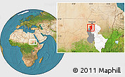Satellite Location Map of El Geteina, highlighted parent region, highlighted grandparent region