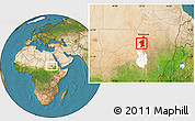 Satellite Location Map of El Geteina, highlighted parent region