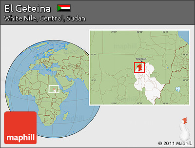 Savanna Style Location Map of El Geteina, highlighted grandparent region