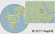 Savanna Style Location Map of El Geteina, highlighted parent region, within the entire country, hill shading