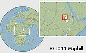 Savanna Style Location Map of El Geteina, highlighted parent region, highlighted grandparent region, within the entire country, hill shading