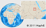 Shaded Relief Location Map of El Geteina, within the entire country