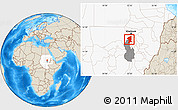 Shaded Relief Location Map of El Geteina, highlighted country, highlighted parent region