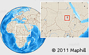 Shaded Relief Location Map of El Geteina, highlighted parent region, within the entire country
