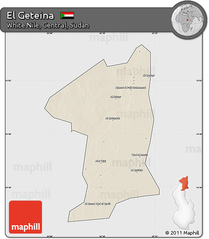 Shaded Relief Map of El Geteina, single color outside