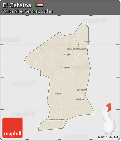 Shaded Relief Map of El Geteina, single color outside