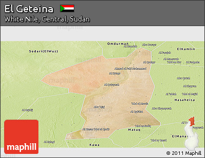 Satellite Panoramic Map of El Geteina, physical outside