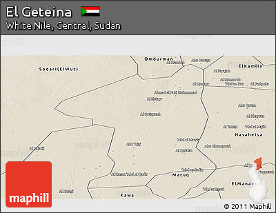 Shaded Relief Panoramic Map of El Geteina