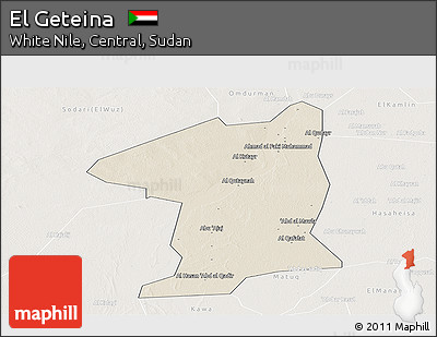Shaded Relief Panoramic Map of El Geteina, lighten