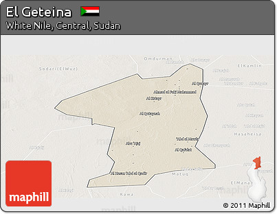 Shaded Relief Panoramic Map of El Geteina, lighten
