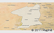 Shaded Relief Panoramic Map of El Geteina, satellite outside