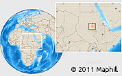Shaded Relief Location Map of Kawa, within the entire country