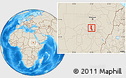 Shaded Relief Location Map of Kawa