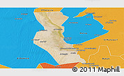 Satellite Panoramic Map of Kawa, political outside
