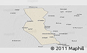 Shaded Relief Panoramic Map of Kawa, desaturated