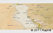 Shaded Relief Panoramic Map of Kawa, satellite outside