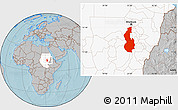 Gray Location Map of White Nile, highlighted country, hill shading