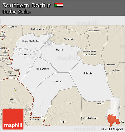 Classic Style 3D Map of Southern Darfur
