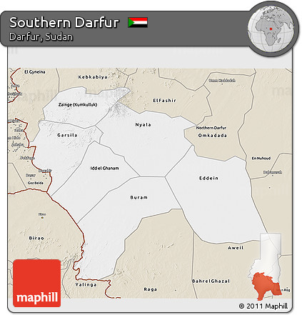 Classic Style 3D Map of Southern Darfur