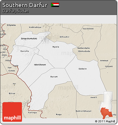Classic Style 3D Map of Southern Darfur