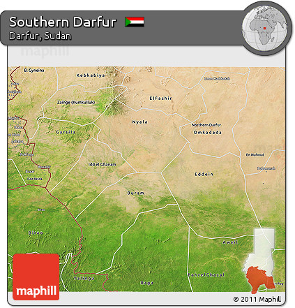 Satellite 3D Map of Southern Darfur