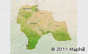 Satellite 3D Map of Southern Darfur, lighten