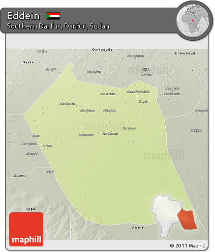 Physical 3D Map of Eddein, semi-desaturated