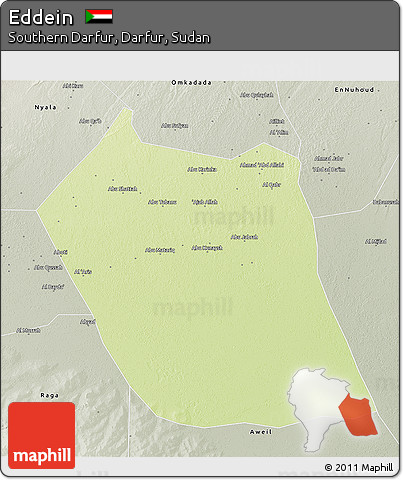 Physical 3D Map of Eddein, semi-desaturated