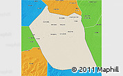 Shaded Relief 3D Map of Eddein, political outside