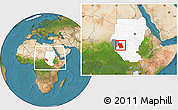 Satellite Location Map of Eddein, highlighted country, highlighted parent region, within the entire country
