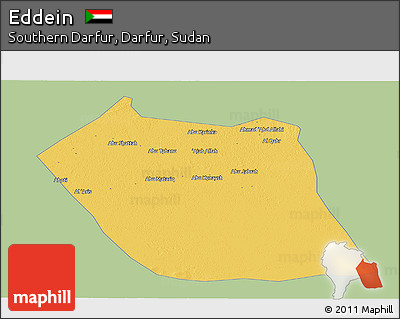 Savanna Style Panoramic Map of Eddein, single color outside
