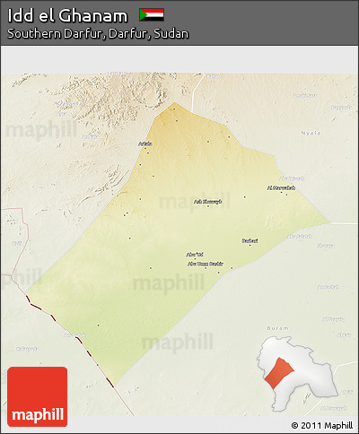 Physical 3D Map of Idd El Ghanam, lighten