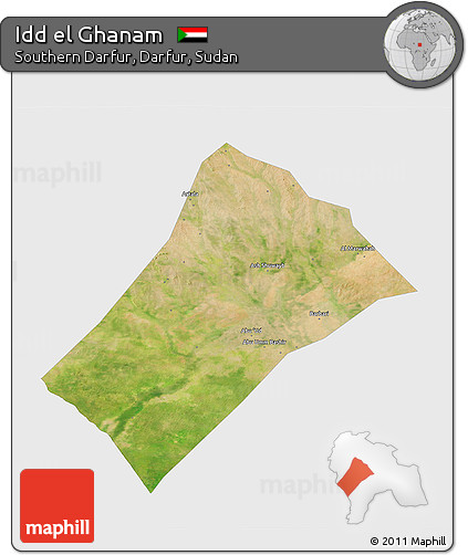 Satellite 3D Map of Idd El Ghanam, single color outside