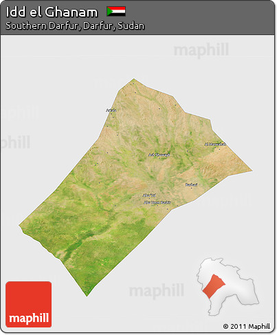 Satellite 3D Map of Idd El Ghanam, single color outside