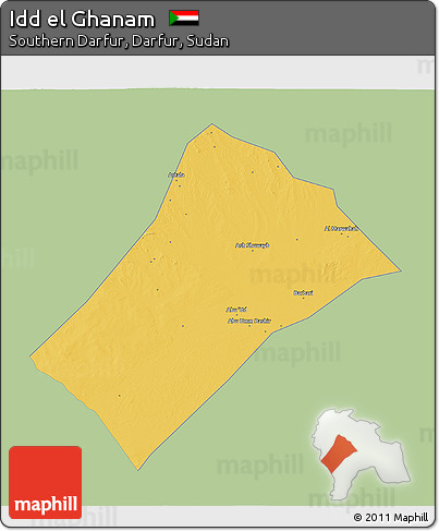 Savanna Style 3D Map of Idd El Ghanam, single color outside