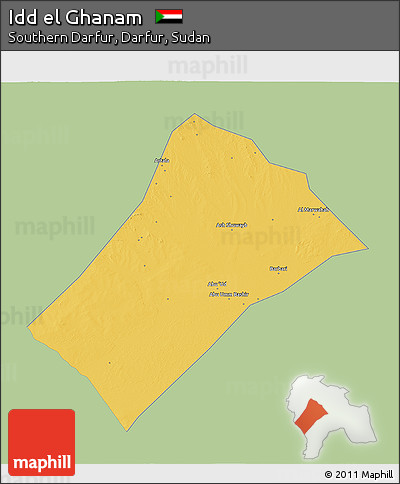 Savanna Style 3D Map of Idd El Ghanam, single color outside