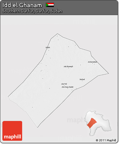 Silver Style 3D Map of Idd El Ghanam, single color outside