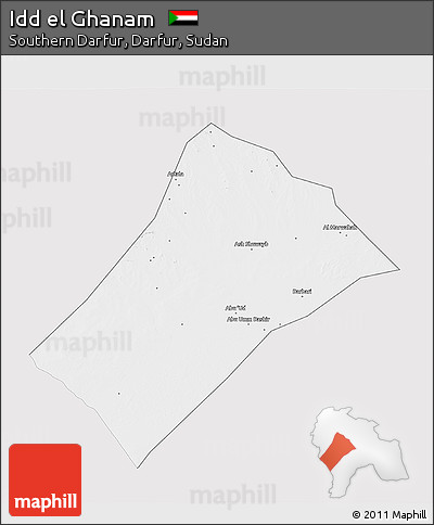 Silver Style 3D Map of Idd El Ghanam, single color outside