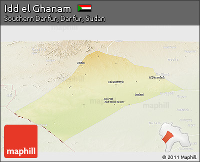 Physical Panoramic Map of Idd El Ghanam, lighten