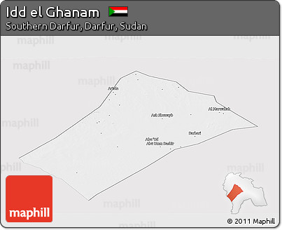 Silver Style Panoramic Map of Idd El Ghanam, single color outside