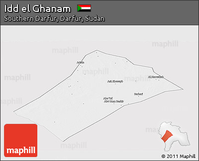 Silver Style Panoramic Map of Idd El Ghanam, single color outside