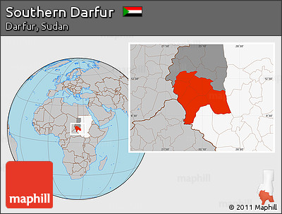 Gray Location Map of Southern Darfur, highlighted country, highlighted parent region