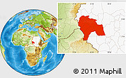 Physical Location Map of Southern Darfur, highlighted country