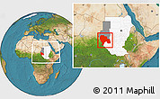 Satellite Location Map of Southern Darfur, highlighted country, highlighted parent region, within the entire country