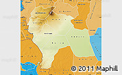 Physical Map of Southern Darfur, political shades outside
