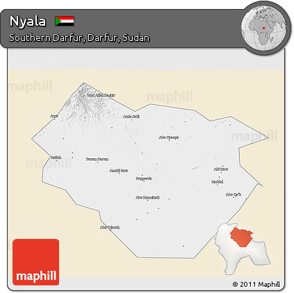 Classic Style 3D Map of Nyala, single color outside