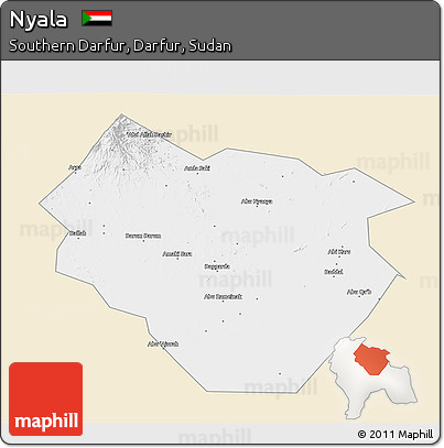 Classic Style 3D Map of Nyala, single color outside