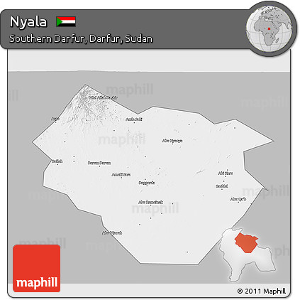 Gray 3D Map of Nyala, single color outside