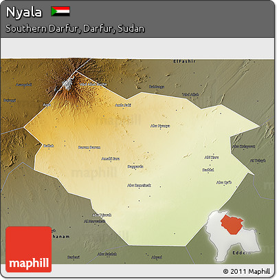 Physical 3D Map of Nyala, darken