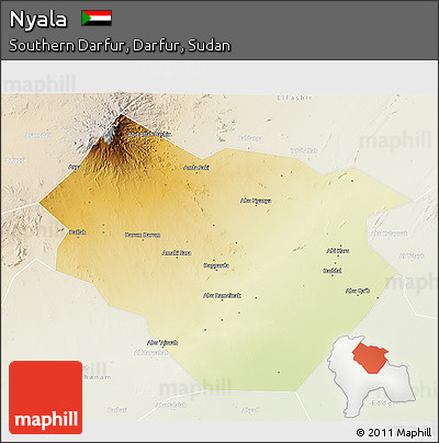 Physical 3D Map of Nyala, lighten